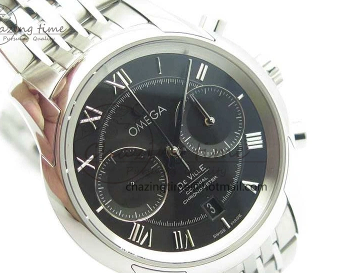 0402 De Ville Chronograph SS OMF 1:1 Best Edition Black Dial On SS Bracelet A Attractive 8150